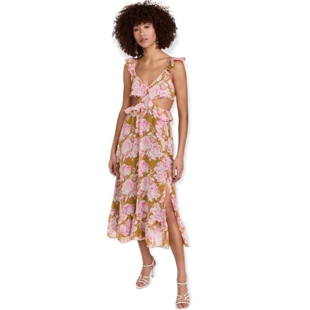 Likely Katerina chiffon ruffle cutout floral dress